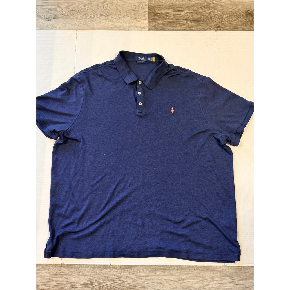 Polo Ralph Lauren Mens XXL Classic Fit Navy Blue Heather Short Sleeve Polo Shirt